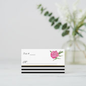 水彩牡丹ストライプと結婚護衛カード プレイスカード (スタンド正面)