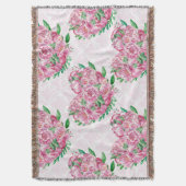 水彩牡丹ハート スローブランケット (正面縦)