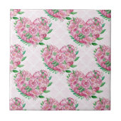 水彩牡丹ハート タイル (正面)