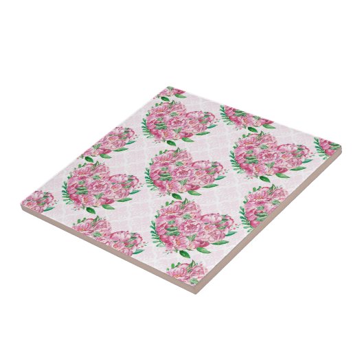 水彩牡丹ハート タイル (側面)