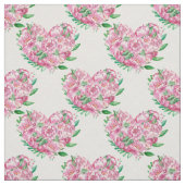 水彩牡丹ハート ファブリック (見本)