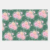 水彩牡丹バラピンクピーチフローラブーケ ラッピングペーパーシート (正面2)
