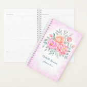 水彩牡丹バラピンクピーチフローラ プランナー手帳 (ディスプレー)