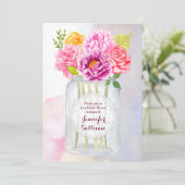 水彩牡丹バラ素朴メイスンジャー結婚ズ 招待状 (スタンド正面)