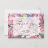 水彩牡丹バラ-感謝していユーブライダルシャワー サンキューカード (正面)