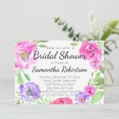 水彩牡丹ピンクグリーンフローラブライダルシャワー 招待状 (スタンド正面)