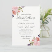 水彩牡丹ピンクパープルブライダルシャワー 招待状 (スタンド正面)