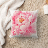 水彩牡丹ピンクボタントクッションピロー クッション (ブランケット)
