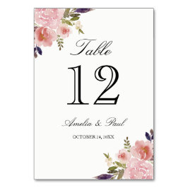 水彩牡丹ピンク結婚のテーブル番号カード テーブルナンバー