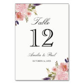 水彩牡丹ピンク結婚のテーブル番号カード テーブルナンバー (裏面)