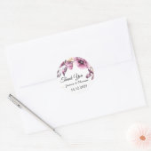 水彩牡丹フラワーサンキュー結婚式の引き出物 ラウンドシール (封筒)