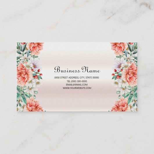 水彩牡丹フラワー名刺 名刺 (裏面)