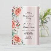水彩牡丹フラワー婚約 招待状 (スタンド正面)
