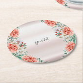 水彩牡丹フラワー紙コースター ラウンドペーパーコースター (アングル)