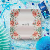 水彩牡丹フラワー紙プレート ペーパープレート (パーティー)