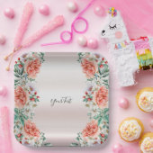 水彩牡丹フラワー紙プレート ペーパープレート (パーティー)