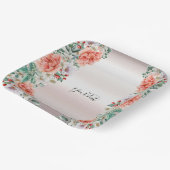 水彩牡丹フラワー紙プレート ペーパープレート (傾斜あり)