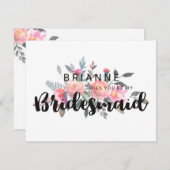 水彩牡丹フローラが私の花嫁になる 招待状 (正面/裏面)