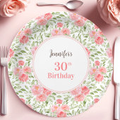 水彩牡丹フローラピンクピーチサマー誕生日 ペーパープレート