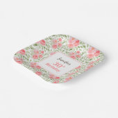 水彩牡丹フローラピンクピーチ30歳の誕生日 ペーパープレート (傾斜あり)