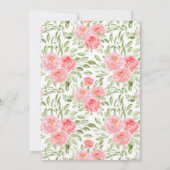 水彩牡丹フローラピンクピーチ30歳の誕生日 招待状 (裏面)