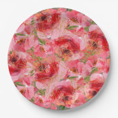 水彩牡丹フローラブライダルシャワー ペーパープレート (正面)