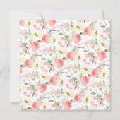 水彩牡丹フローラリースブライダルティーシャワー 招待状 (裏面)