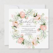 水彩牡丹フローラリースブライダル茶 招待状 (正面)