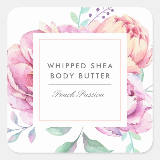 水彩牡丹フローラ事業 スクエアシール (正面)