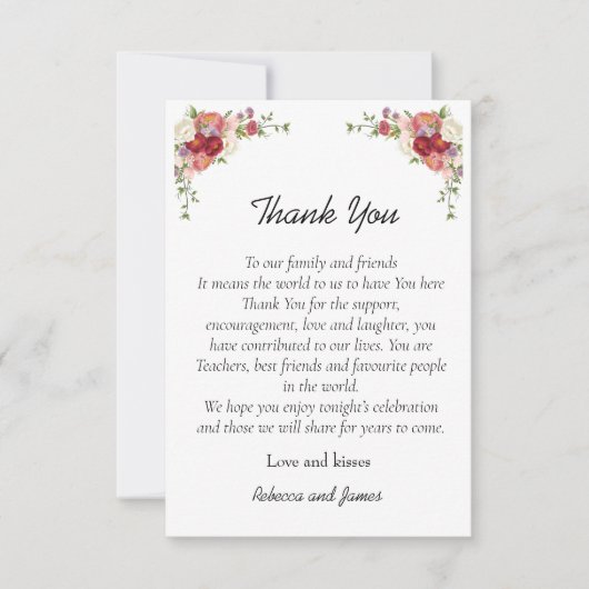 水彩牡丹フローラ結婚の花 サンキューカード (正面)