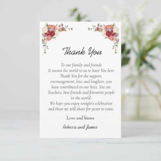 水彩牡丹フローラ結婚の花 サンキューカード (スタンド正面)