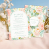水彩牡丹フローラ結婚の詳細カード エンクロージャーカード