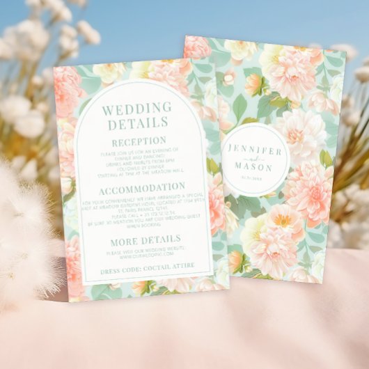 水彩牡丹フローラ結婚の詳細カード エンクロージャーカード