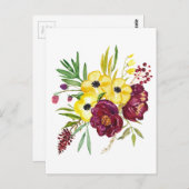 水彩牡丹ブーケ ポストカード (正面/裏面)