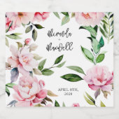 水彩牡丹マグノリアピンク結婚ズ スパークリングワインラベル (シングルラベル)