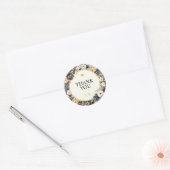 水彩牡丹モノグラムありがとうステッカー ラウンドシール (封筒)