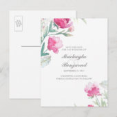 水彩牡丹ヴィンテージ植物保存日 案内ポストカード (正面/裏面)