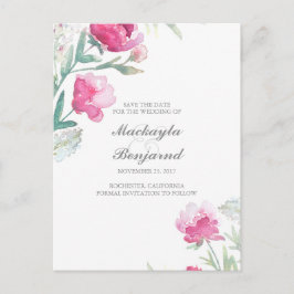 水彩牡丹ヴィンテージ植物保存日 案内ポストカード