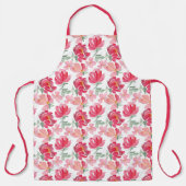 水彩牡丹模様 エプロン (正面)
