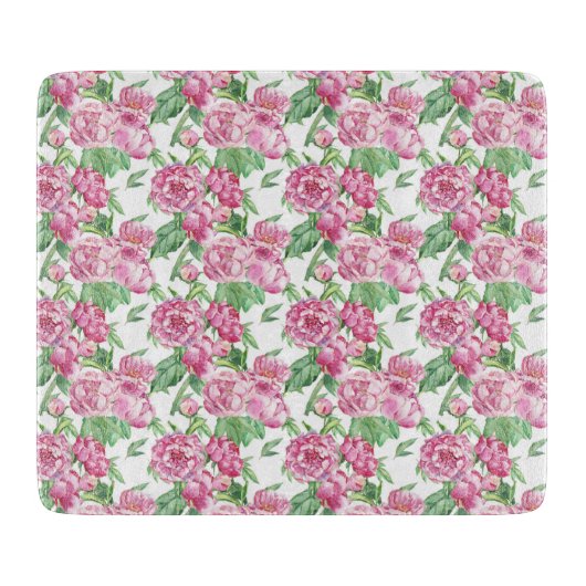 水彩牡丹畑 カッティングボード (正面)