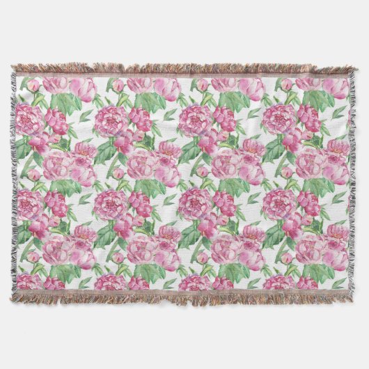 水彩牡丹畑 スローブランケット (正面)