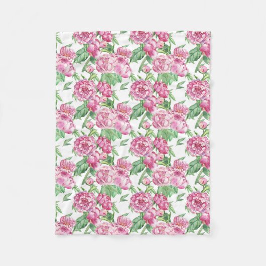 水彩牡丹畑 フリースブランケット (正面)