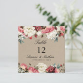 水彩牡丹素朴フローラテーブル+メニューカード 招待状 (スタンド正面)