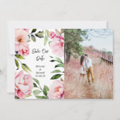 水彩牡丹結婚の写真 セーブザデート (正面)