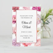 水彩牡丹結婚式招待状 | ローズゴールド 招待状 (スタンド正面)