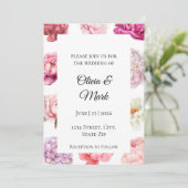 水彩牡丹結婚式招待状 | ローズゴールド 招待状 (スタンド正面)
