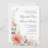水彩牡丹結婚式招待状 招待状 (正面)