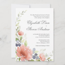 水彩牡丹結婚式招待状 招待状