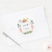 水彩牡丹結婚病 ラウンドシール (封筒)