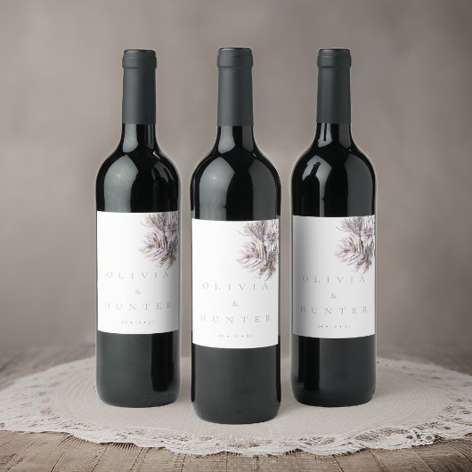 水彩牡丹結婚花 ワインラベル